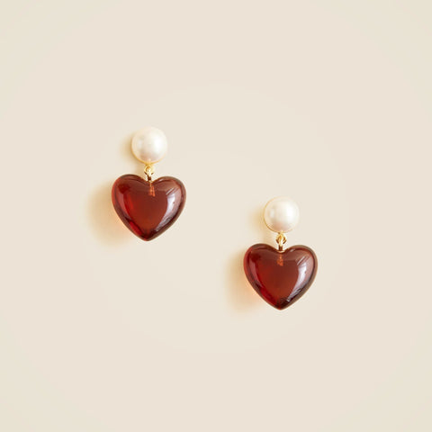 Heart acetate drop earrings