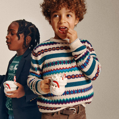 Kids' striped Fair Isle sweater in wool blend