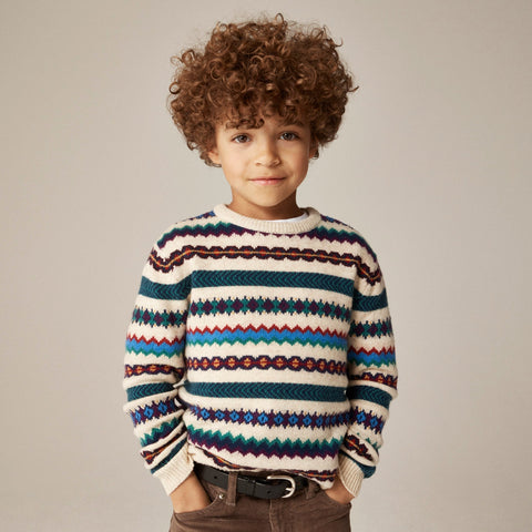 Kids' striped Fair Isle sweater in wool blend