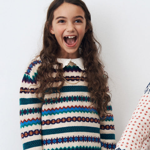 Kids' striped Fair Isle sweater in wool blend
