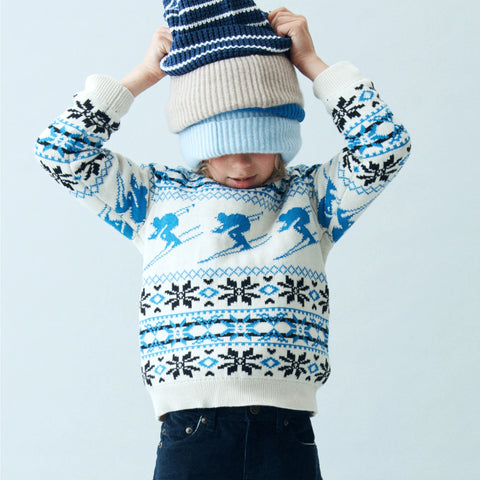 Kids' ski Fair Isle sweater in cotton