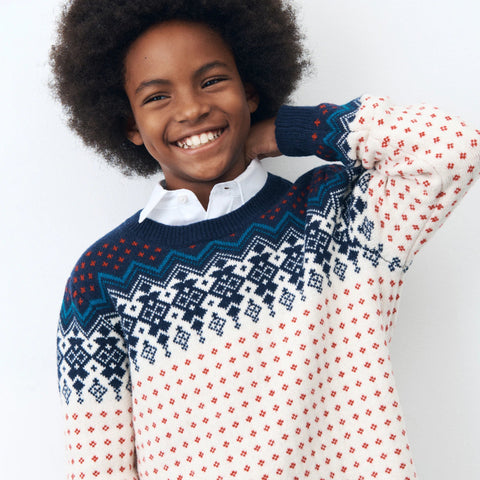 Kids' vintage Fair Isle sweater in wool blend