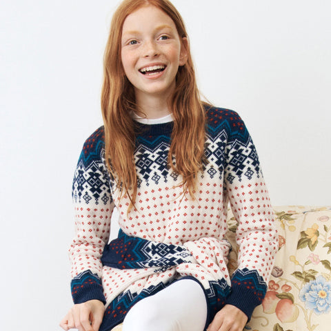 Kids' vintage Fair Isle sweater in wool blend