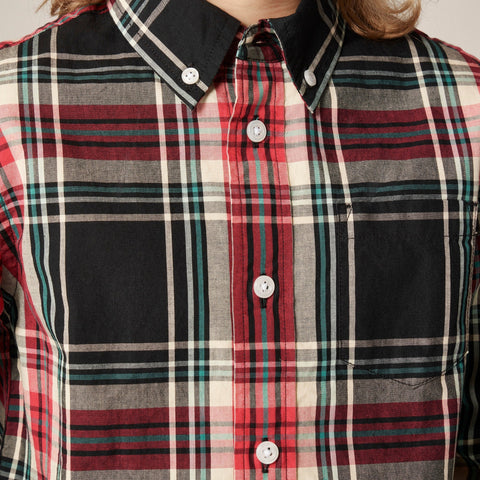 Kids' cotton poplin button-down in tartan