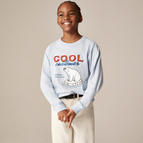 Kids' long-sleeve polar bear graphic T-shirt