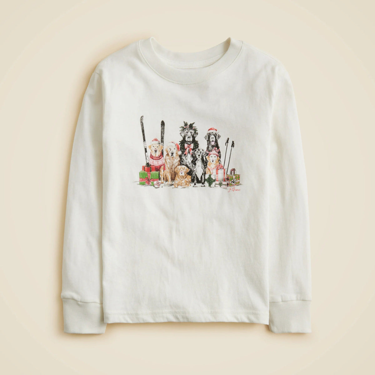 Kids' long-sleeve holiday dogs graphic T-shirt