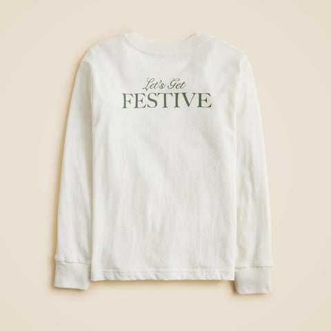 Kids' long-sleeve holiday dogs graphic T-shirt