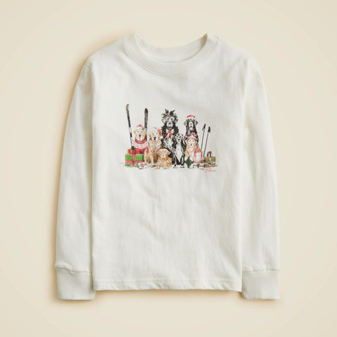 Kids' long-sleeve holiday dogs graphic T-shirt