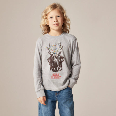 Kids' long-sleeve "Very merry" graphic T-shirt