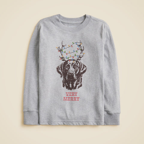 Kids' long-sleeve "Very merry" graphic T-shirt
