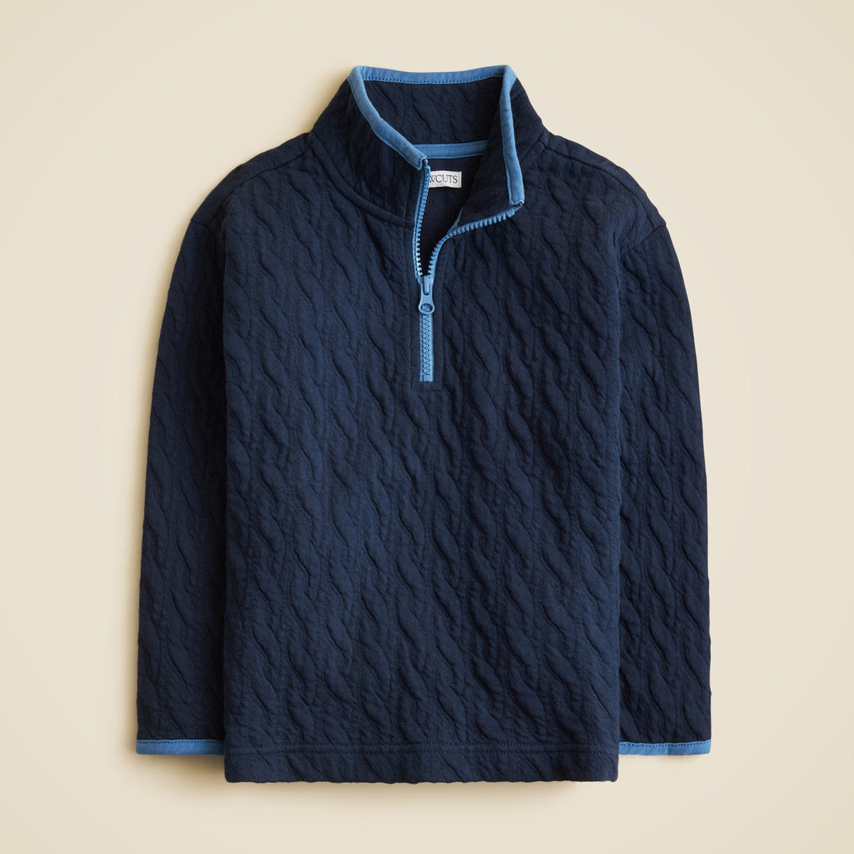 Kids' cable-knit quilted half-zip pullover