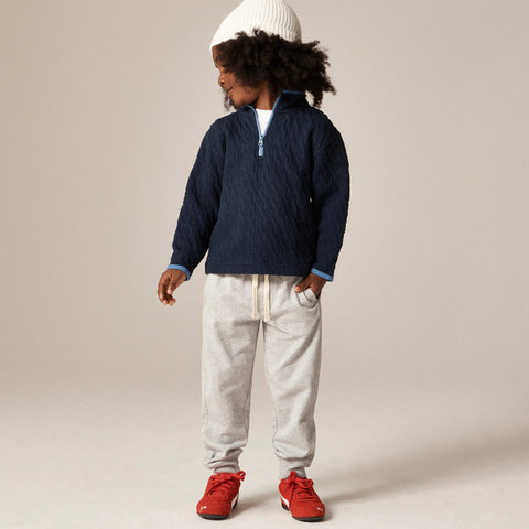 Kids' cable-knit quilted half-zip pullover