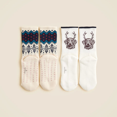 Kids' dog Fair Isle trouser socks two-pack