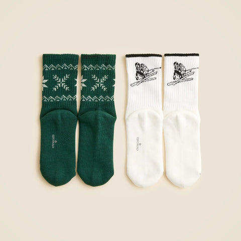 Kids' ski Fair Isle trouser socks two-pack