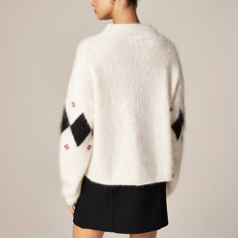 Brushed cashmere 2025 Rollneck™ sweater in argyle
