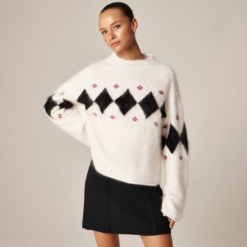 Brushed cashmere 2025 Rollneck™ sweater in argyle