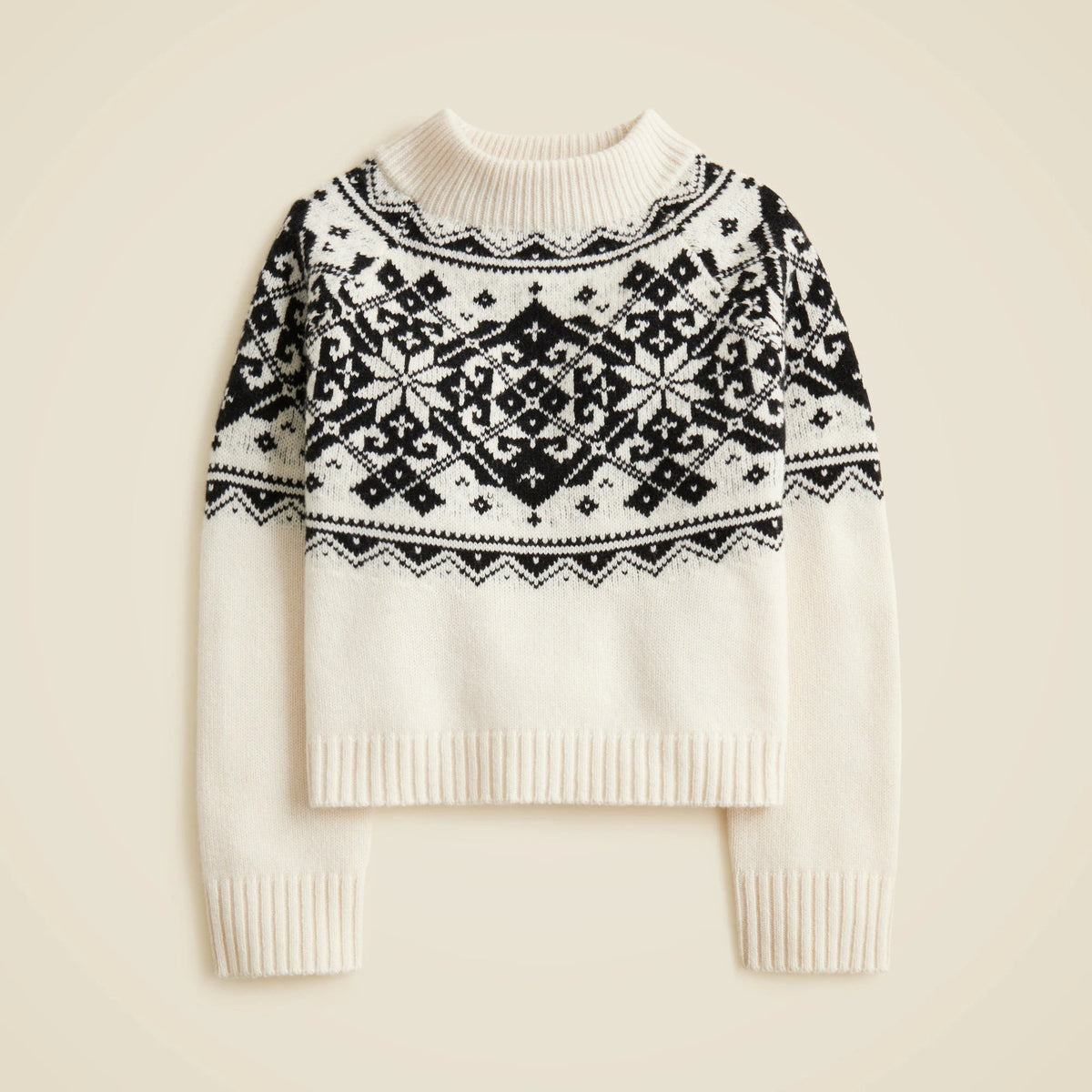 Fair Isle snowflake mockneck sweater in vintage wool