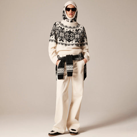 Fair Isle snowflake mockneck sweater in vintage wool