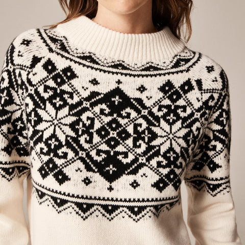Fair Isle snowflake mockneck sweater in vintage wool