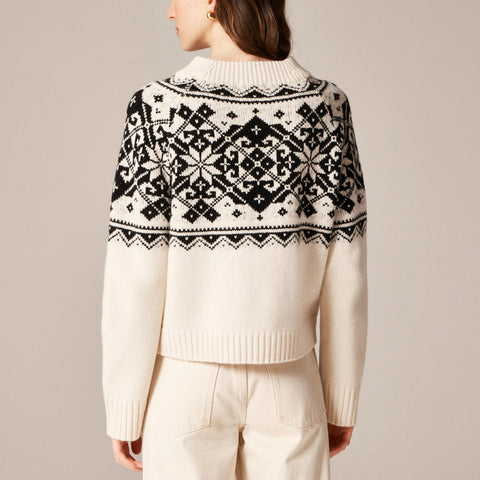 Fair Isle snowflake mockneck sweater in vintage wool