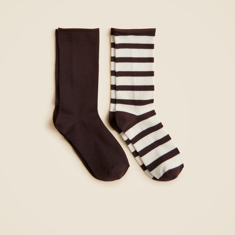 Rolled-edge trouser socks two-pack in stripe