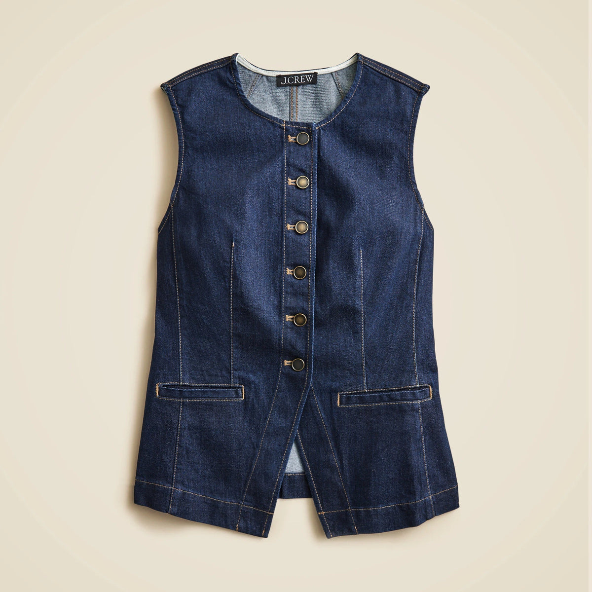 Essential cutaway vest in denim