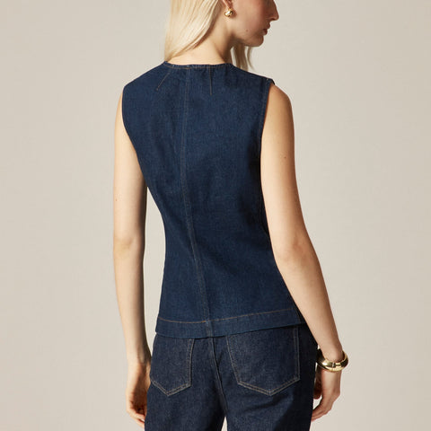 Essential cutaway vest in denim