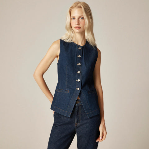 Essential cutaway vest in denim