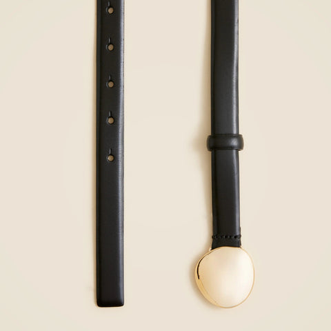 Skinny disc belt in leather