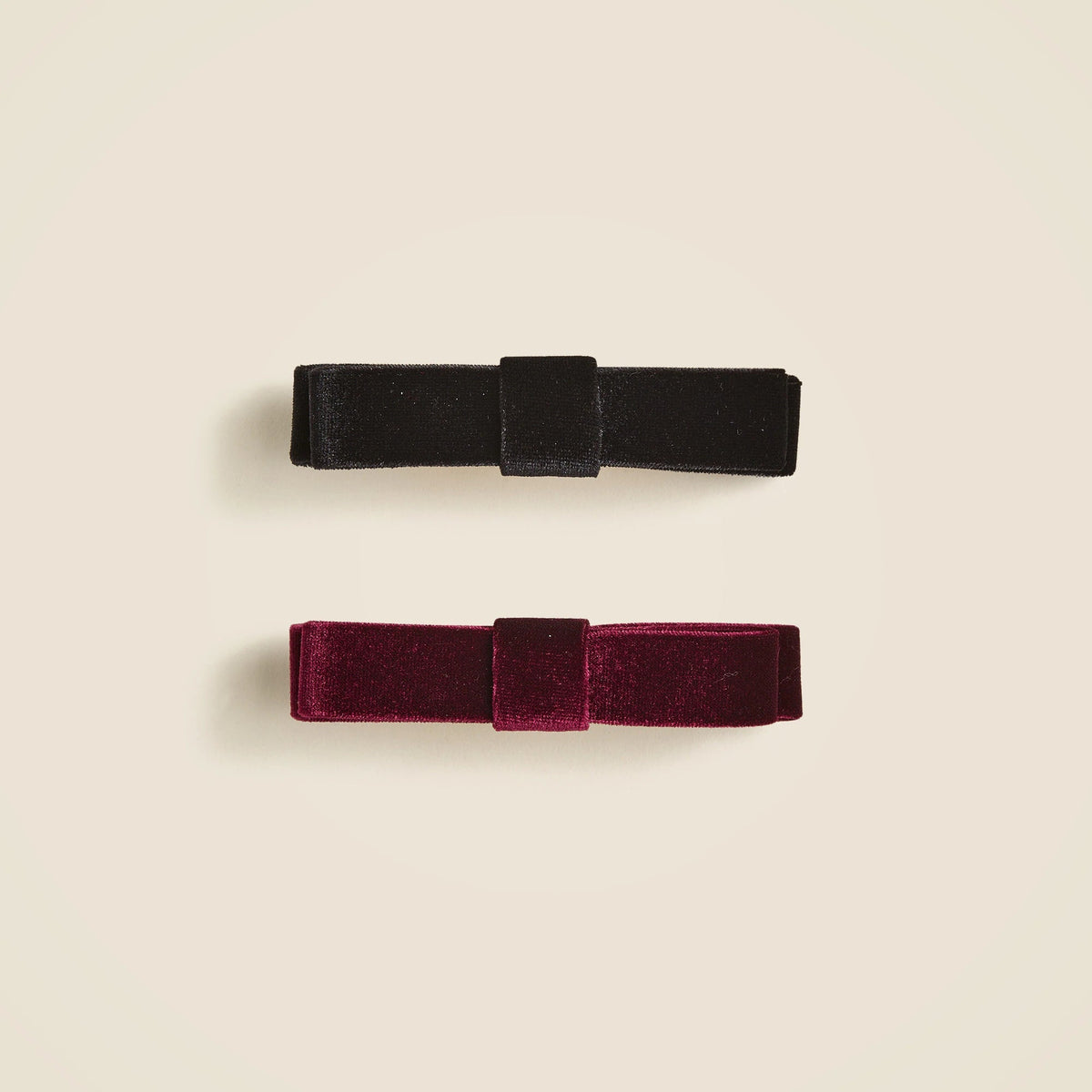 Small velvet bow hair clips set-of-two
