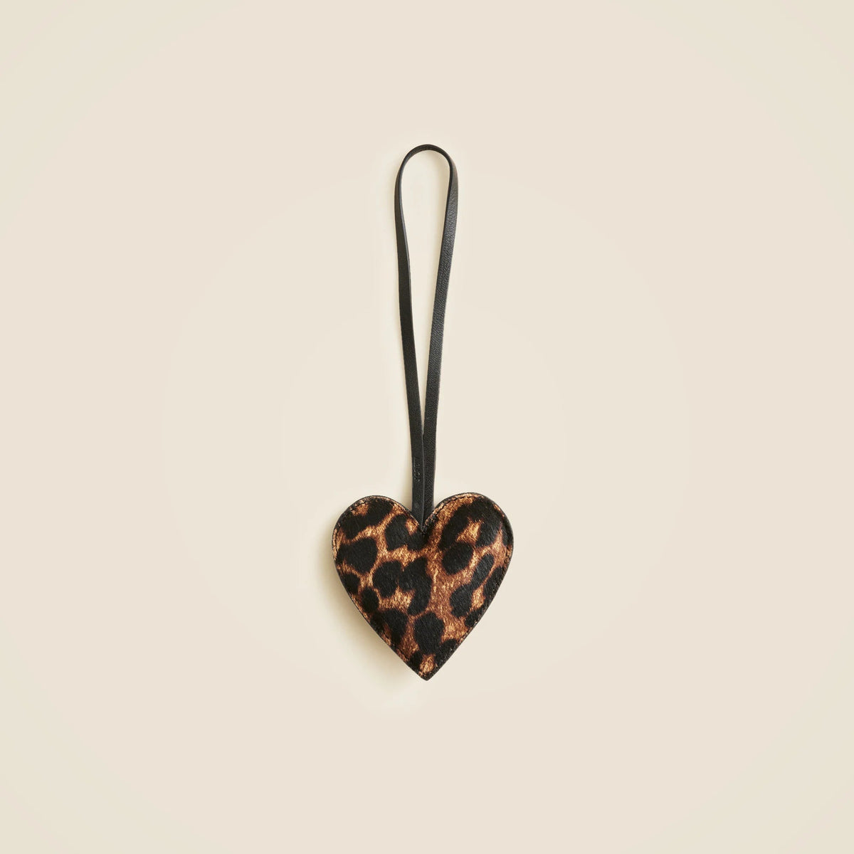 Heart bag charm in leopard-print calf hair