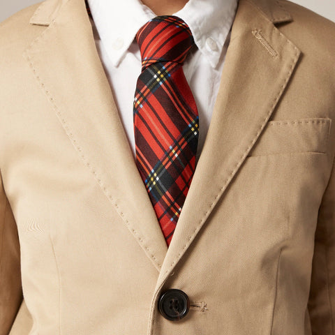 Boys' silk tie in Good Tidings plaid