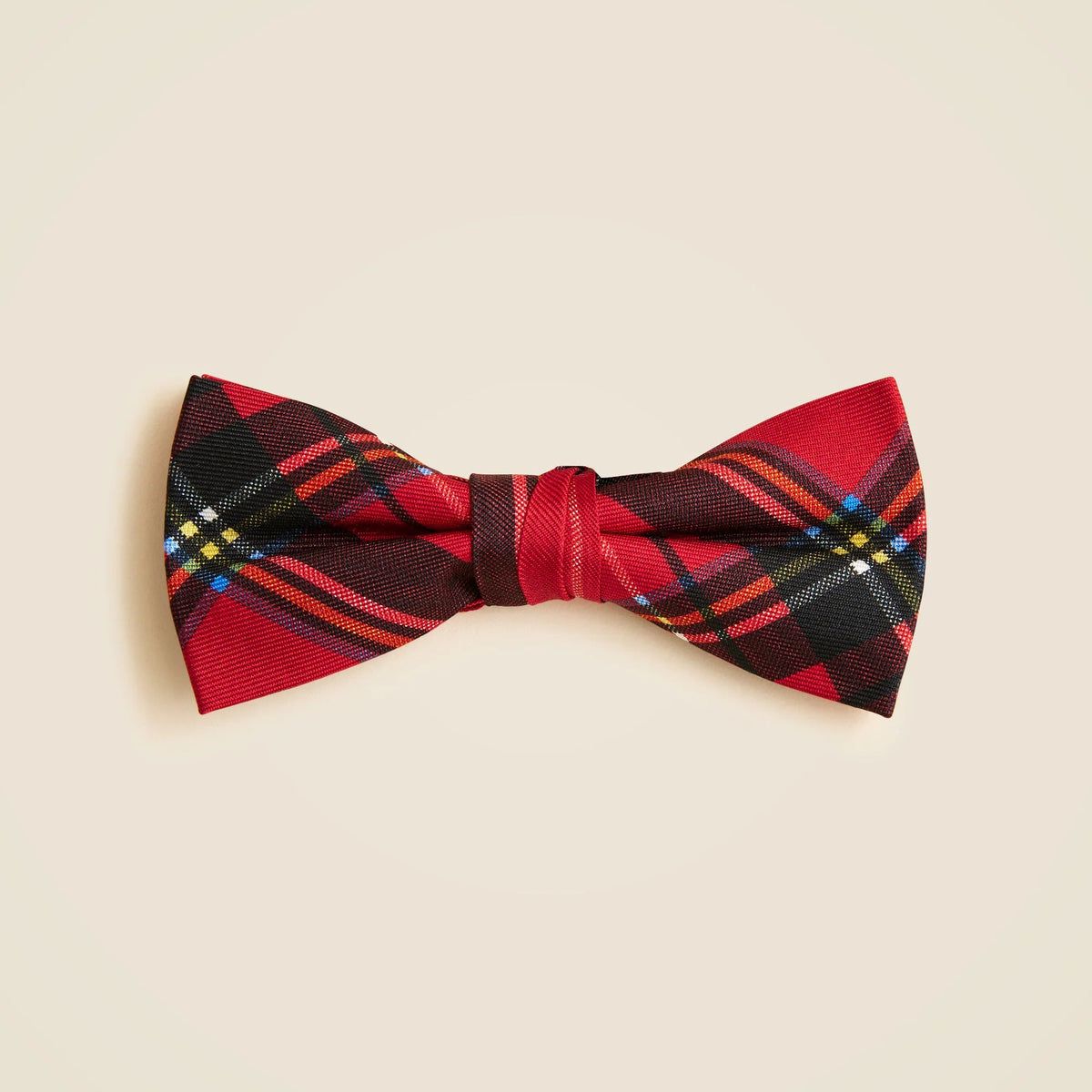 Boys' silk bow tie in Good Tidings plaid
