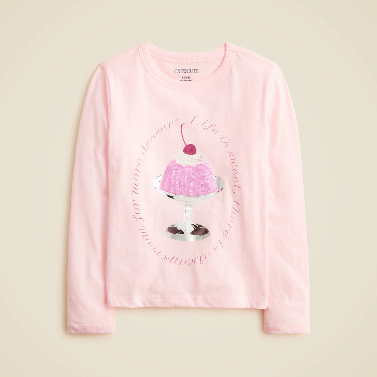 Girls' long-sleeve jelly parfait graphic T-shirt with sequins