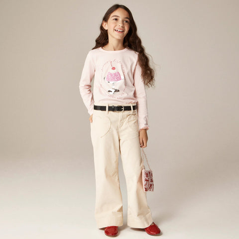 Girls' long-sleeve jelly parfait graphic T-shirt with sequins