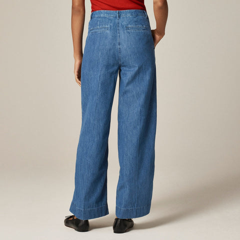Wide-leg pant in chambray
