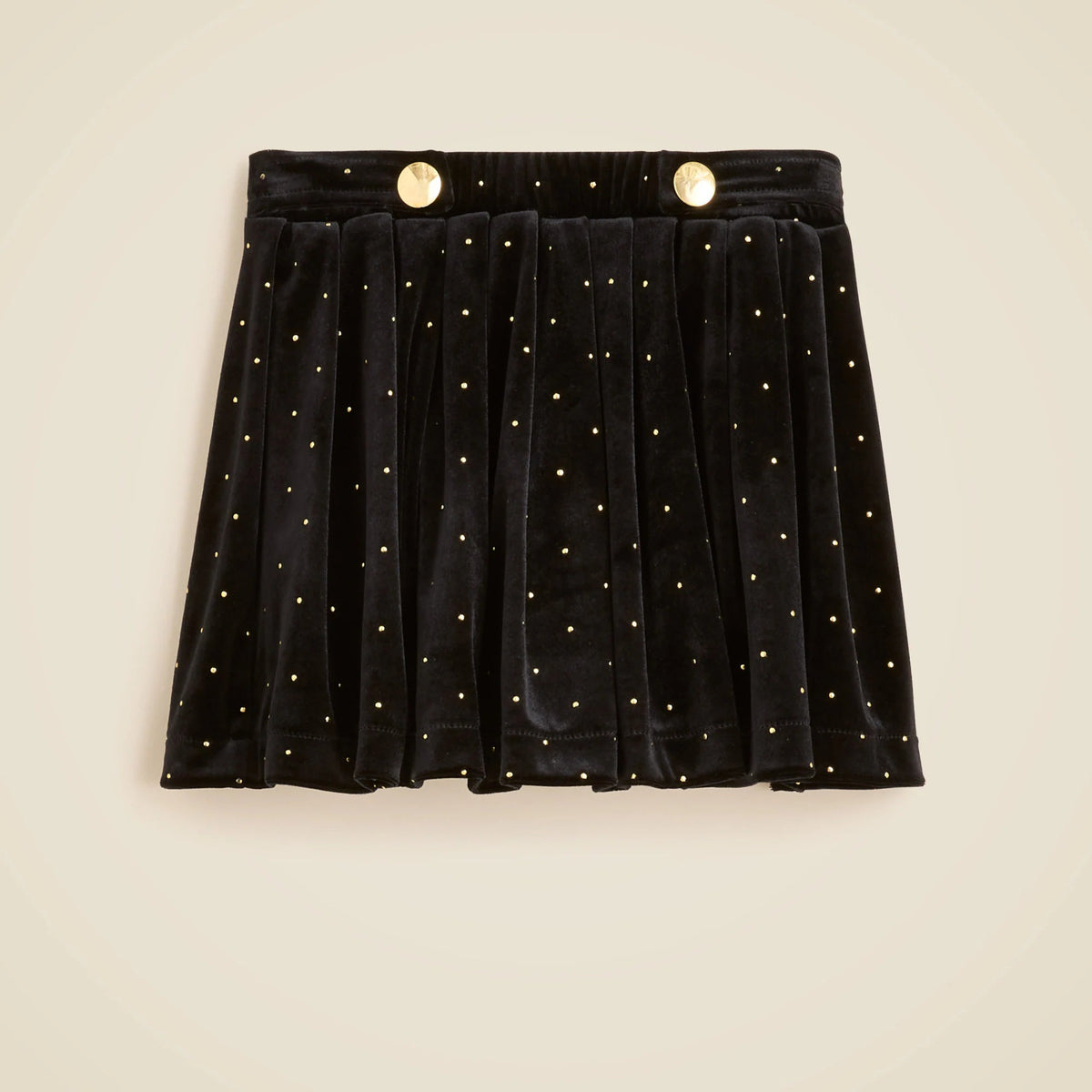 Girls' pleated studded velvet skirt