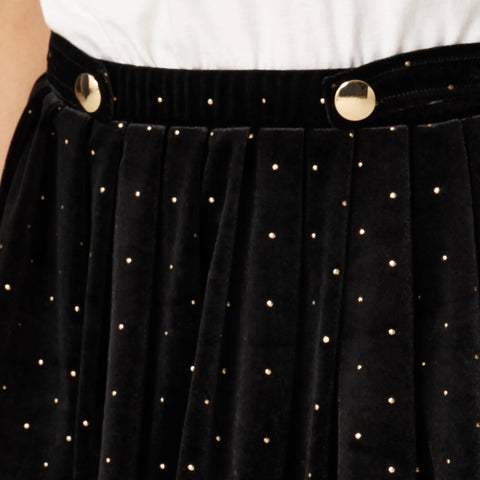 Girls' pleated studded velvet skirt