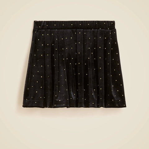 Girls' pleated studded velvet skirt