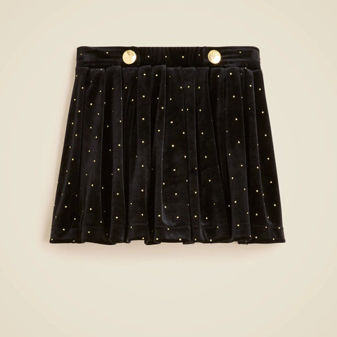 Girls' pleated studded velvet skirt