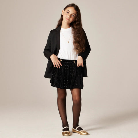 Girls' pleated studded velvet skirt