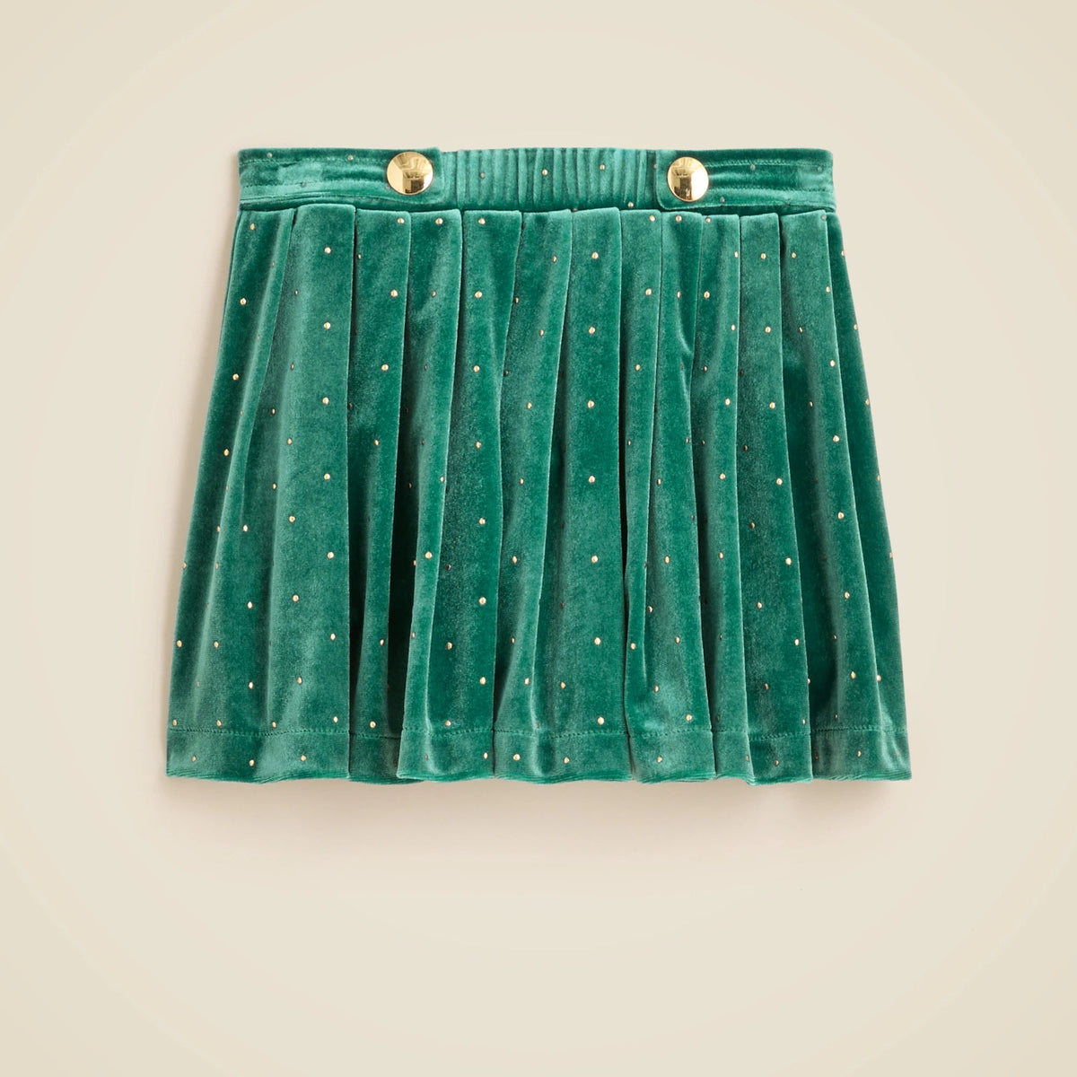 Girls' pleated studded velvet skirt