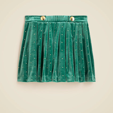 Girls' pleated studded velvet skirt