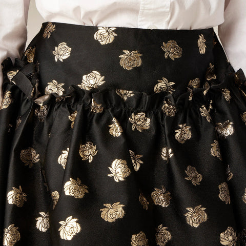 Girls' bubble skirt in metallic rosette jacquard