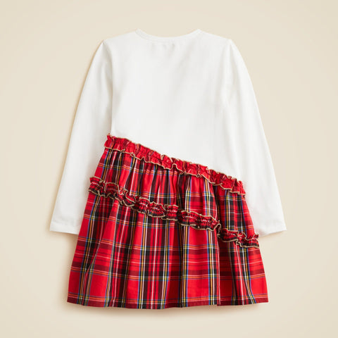 Girls' Emmy long-sleeve mixy dress in tartan