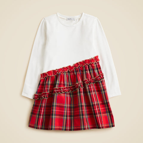 Girls' Emmy long-sleeve mixy dress in tartan