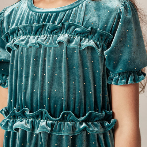 Girls' studded velvet dress