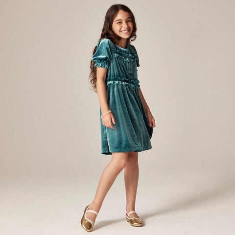 Girls' studded velvet dress