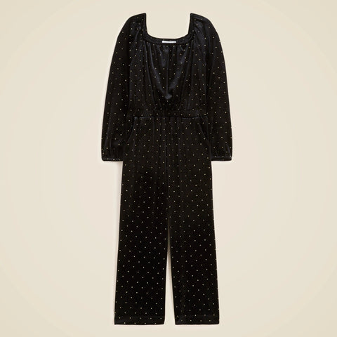 Girls' studded velvet jumpsuit