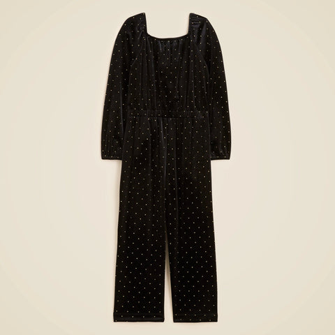 Girls' studded velvet jumpsuit